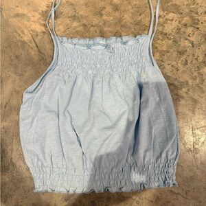 Light Blue Smocked Women's Top